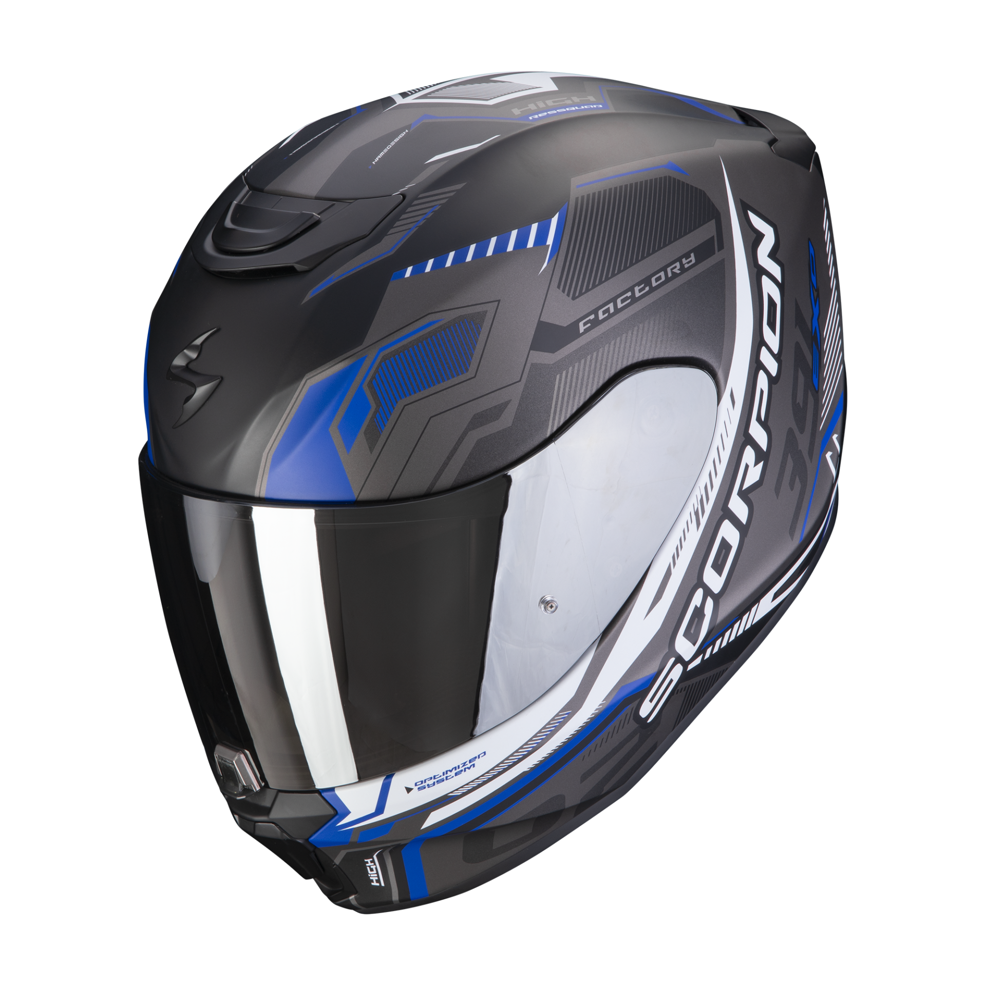 Image of Scorpion Exo-391 Haut Matt Black-Silver-Blue Full Face Helmet Size S ID 3399990109372