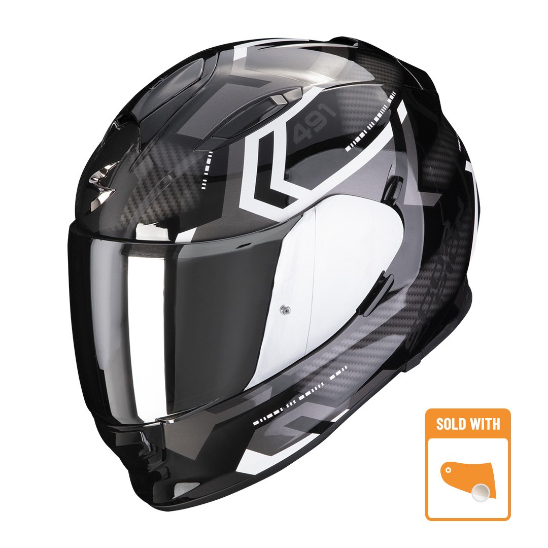 Image of Scorpion Exo-491 Spin Black-White Full Face Helmet Size S ID 3399990106296