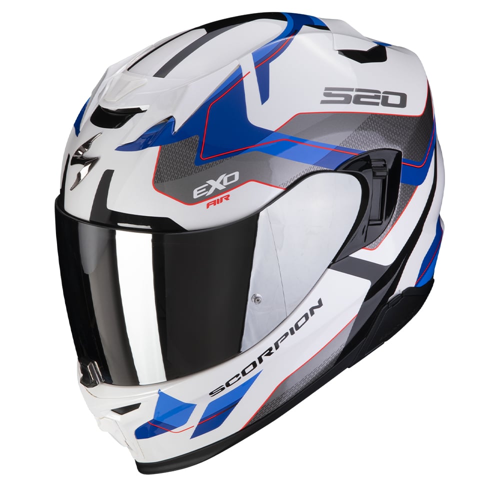 Image of Scorpion Exo-520 Evo Air Elan White-Blue Full Face Helmet Size L ID 3399990103028