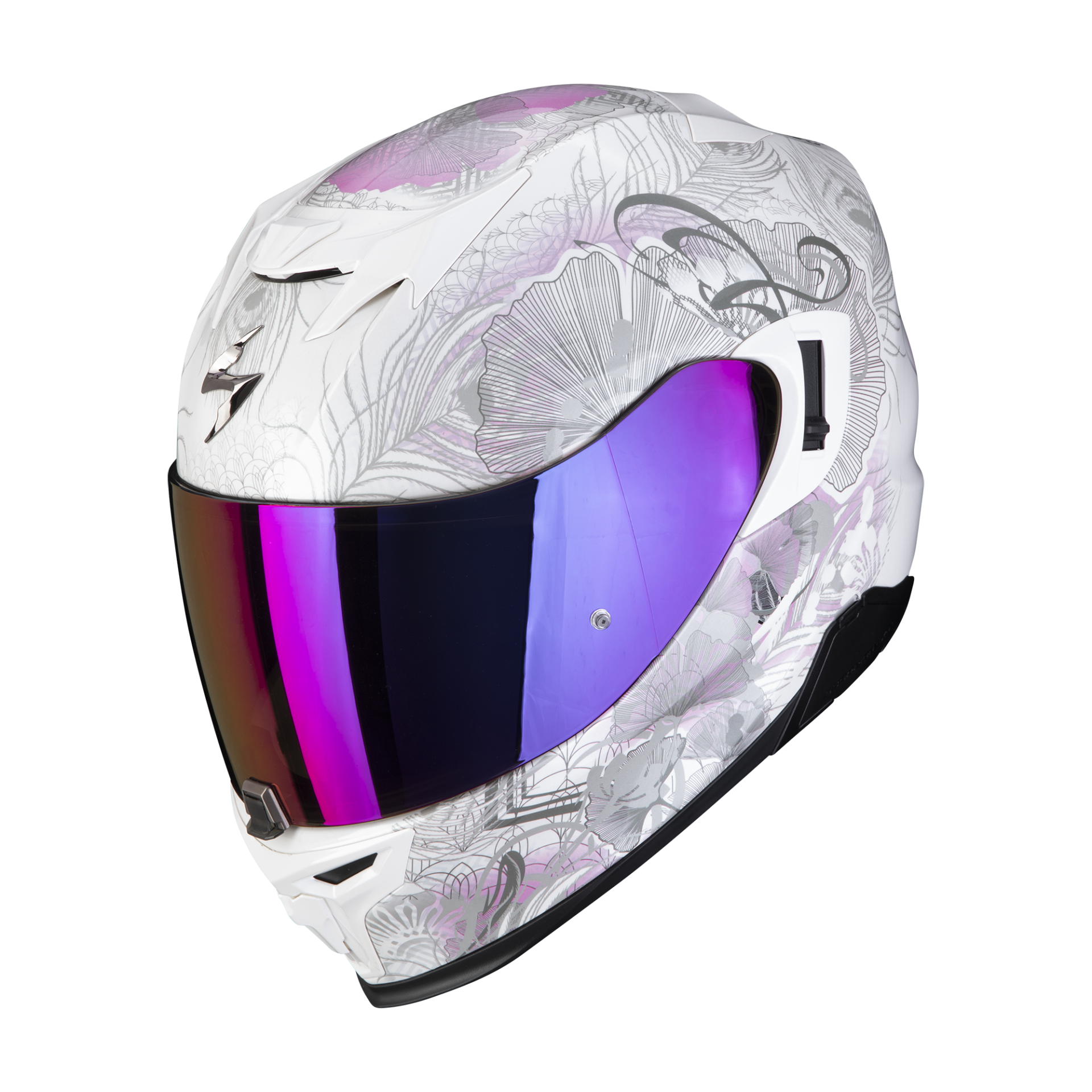Image of Scorpion Exo-520 Evo Air Melrose Pearl White-Pink Full Face Helmet Talla S