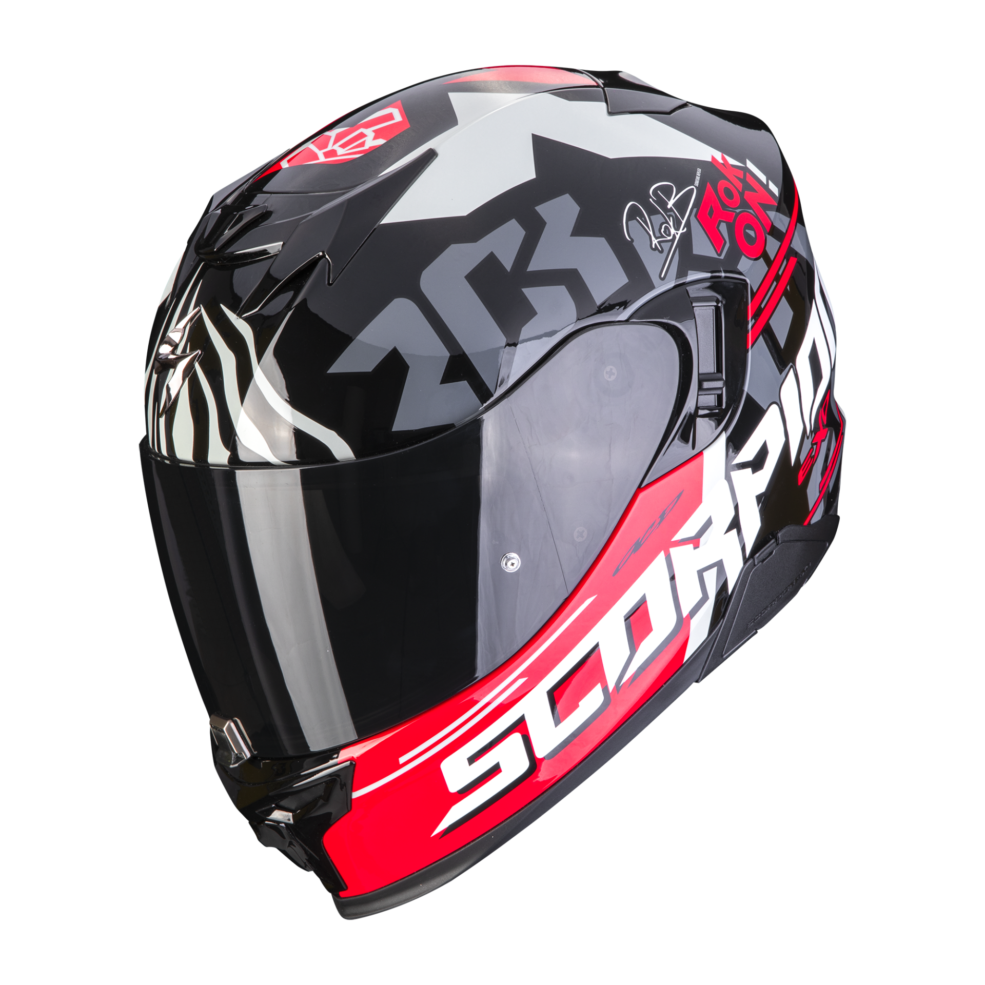 Image of Scorpion Exo-520 Evo Air Rok Bagoros Black-Red Full Face Helmet Size L ID 3399990105756