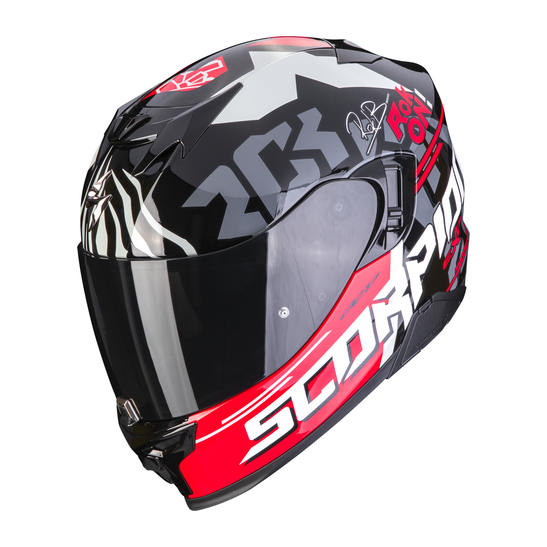 Image of Scorpion Exo-520 Evo Air Rok Bagoros Black-Red Full Face Helmet Talla 2XL