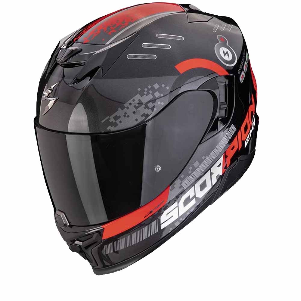 Image of Scorpion Exo-520 Evo Air Titan Metal Black Red Full Face Helmet Size 2XL EN