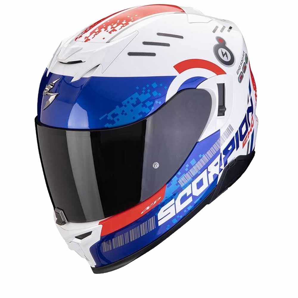 Image of Scorpion Exo-520 Evo Air Titan White Blue Red Full Face Helmet Talla 2XL