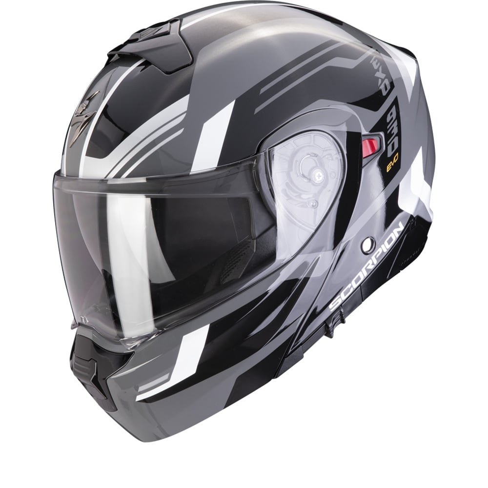 Image of Scorpion Exo-930 Evo Sikon Grey Black White Modular Helmet Size L EN