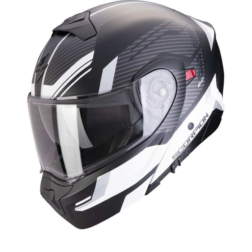Image of Scorpion Exo-930 Evo Sikon Matt Black Silver White Modular Helmet Size L ID 3399990121046