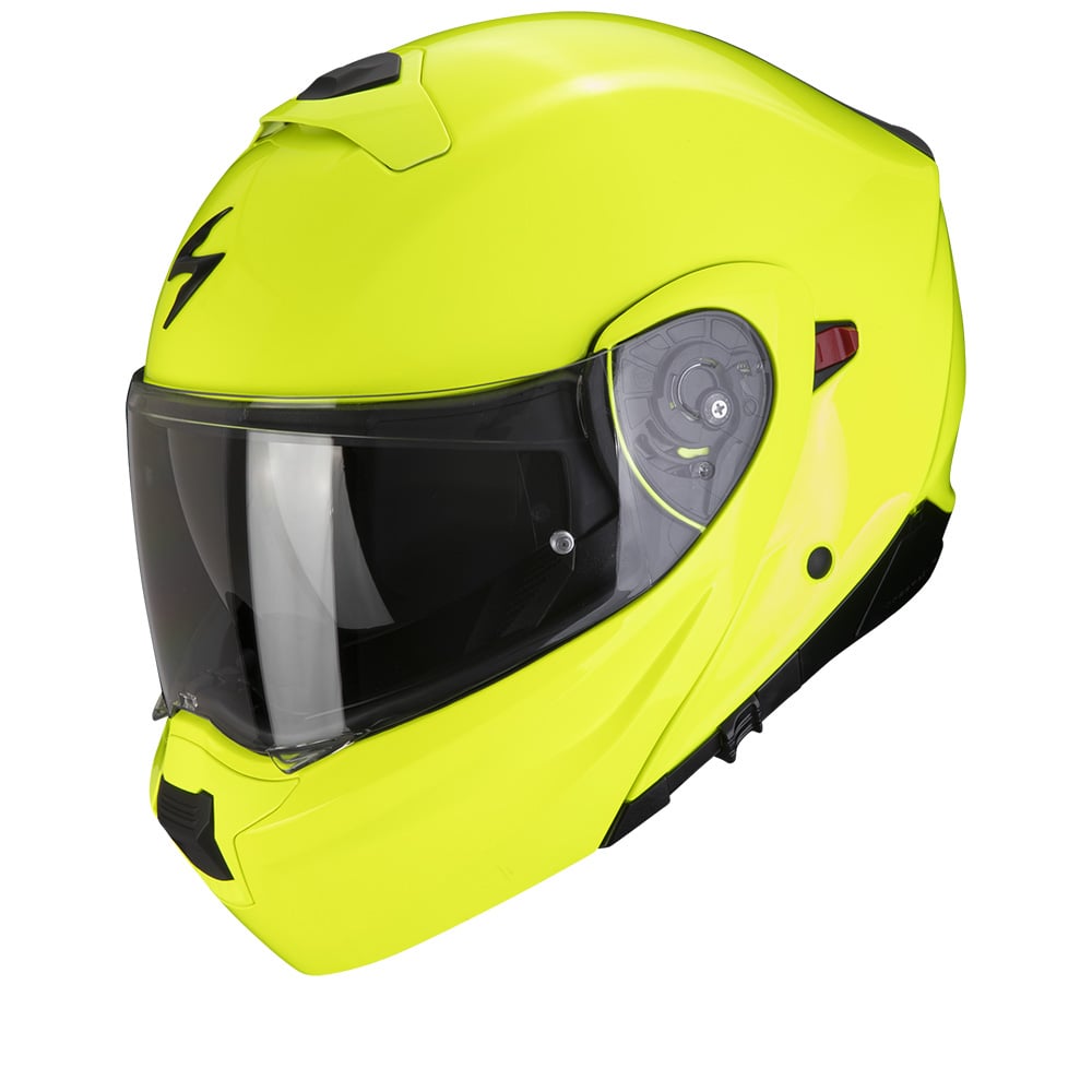 Image of Scorpion Exo-930 Evo Solid Yellow Fluo Modular Helmet Size 2XL ID 3399990106210