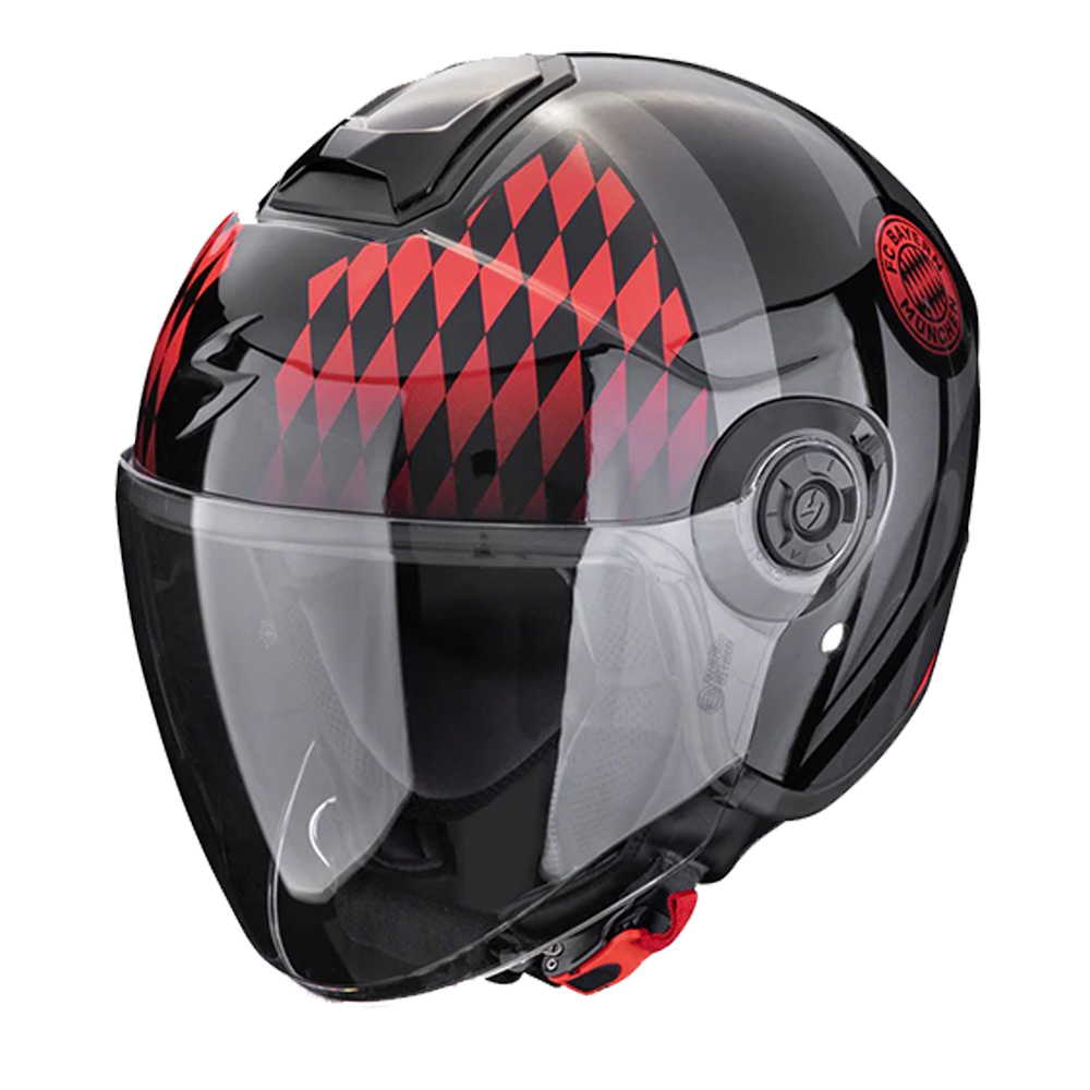 Image of Scorpion Exo-City II FC Bayern Black Red Jet Helmet Size XL EN