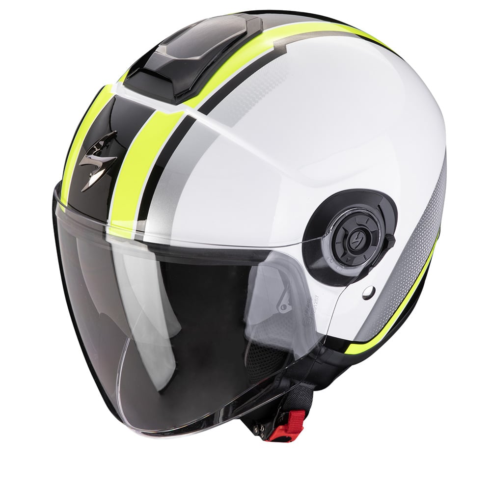 Image of Scorpion Exo-City II Vel White Neon Yellow Jet Helmet Size 2XL ID 3701629110008