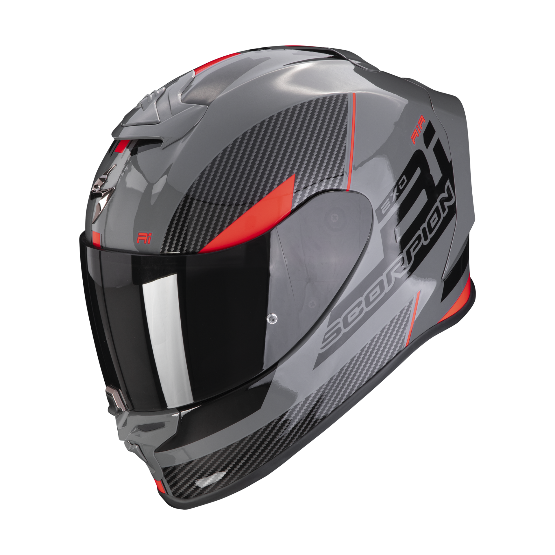 Image of Scorpion Exo-R1 Evo Air Final Grey-Black-Red Full Face Helmet Size L EN
