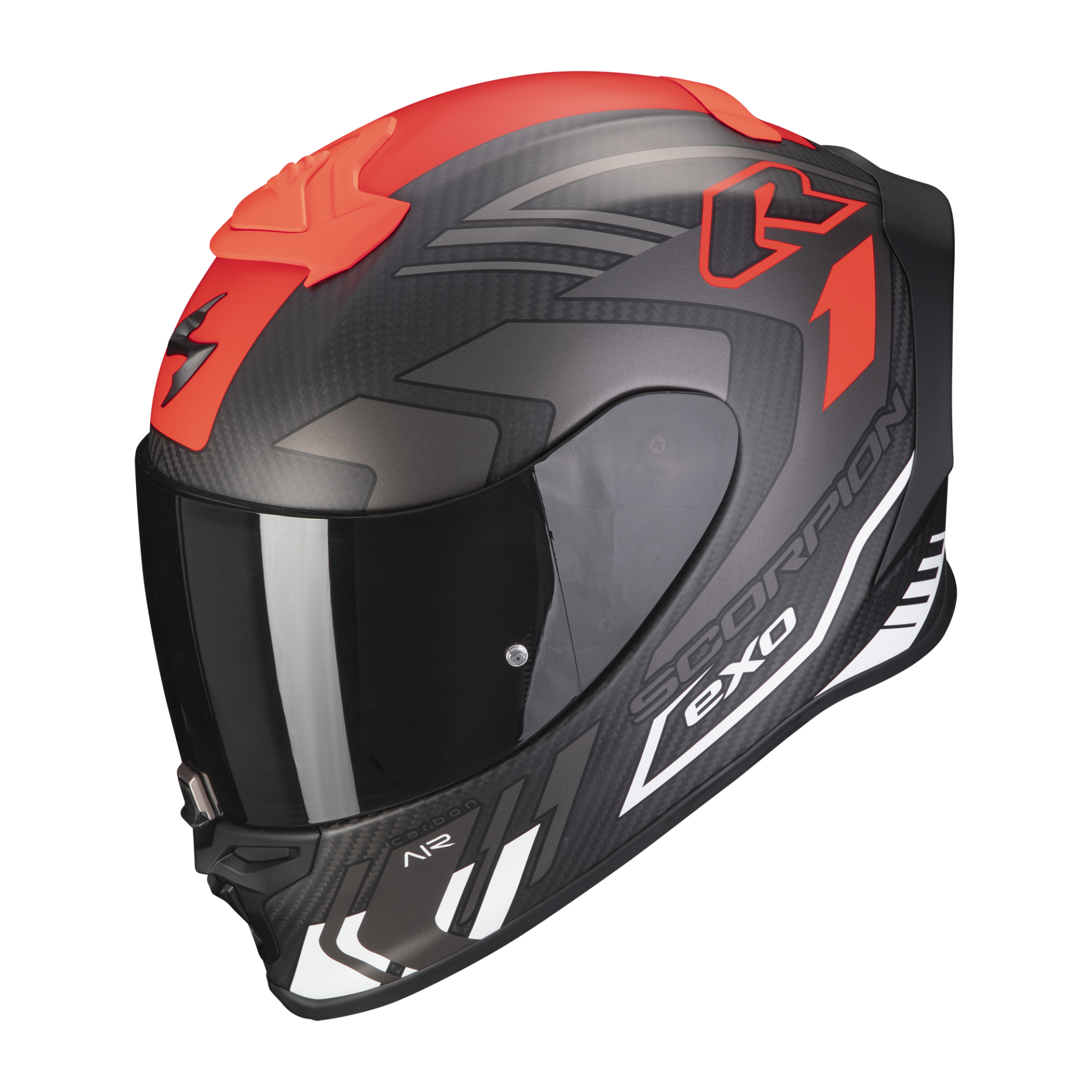 Image of Scorpion Exo-R1 Evo Carbon Air Supra Mat Black-Silver-White Casque Intégral Taille S