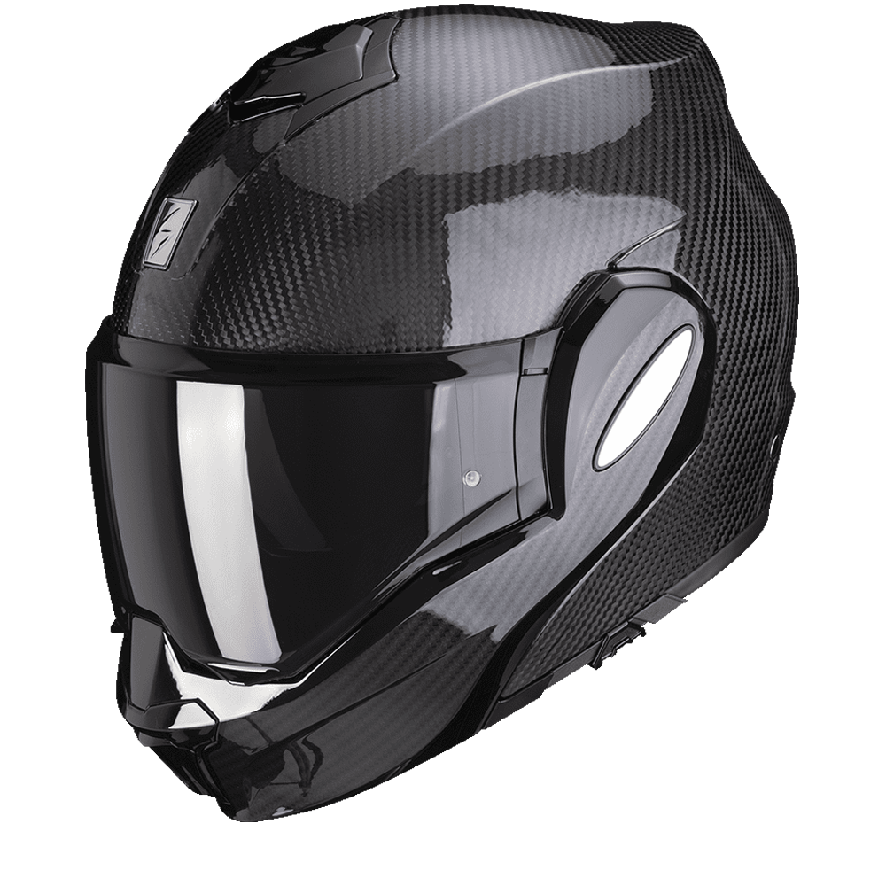 Image of Scorpion Exo-Tech Evo Carbon Solid Black Modular Helmet Size L ID 3399990101574