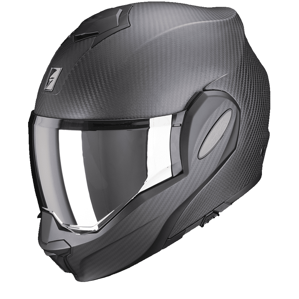 Image of Scorpion Exo-Tech Evo Carbon Solid Matt Black Modular Helmet Size 2XL ID 3399990101659