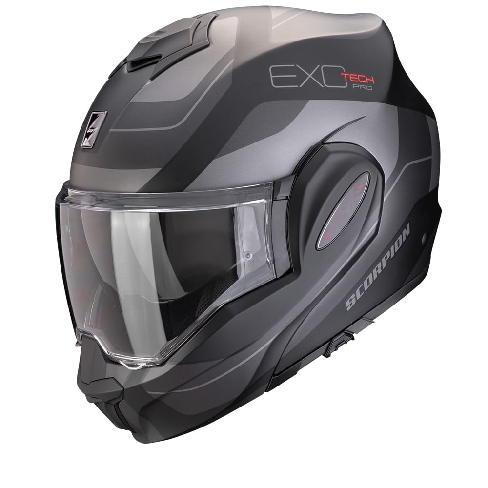 Image of Scorpion Exo-Tech Evo Pro Commuta Matt Black-Silver Modular Helmet Size L ID 3701629106643