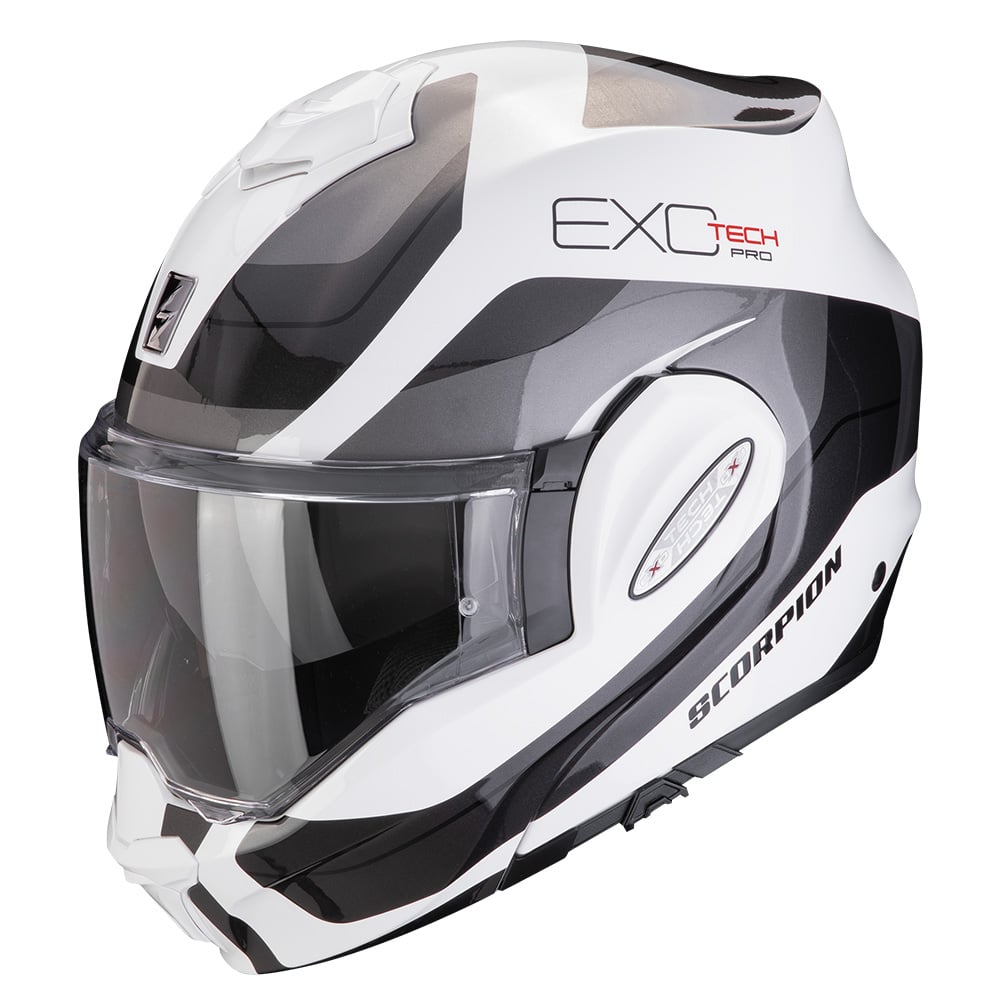 Image of Scorpion Exo-Tech Evo Pro Commuta White-Silver Modular Helmet Size 2XL ID 3701629106445