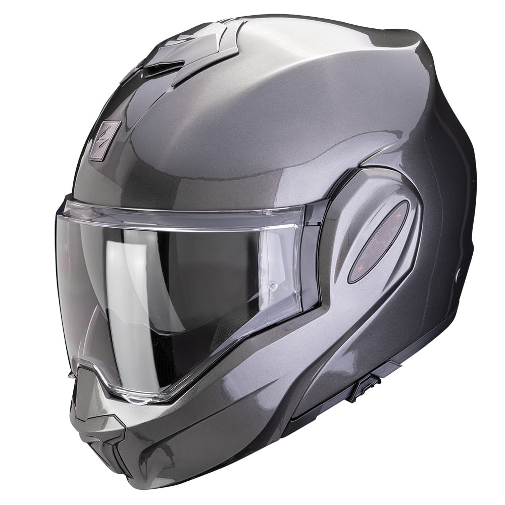 Image of Scorpion Exo-Tech Evo Pro Solid Metallic Grey Modular Helmet Size M ID 3701629111524