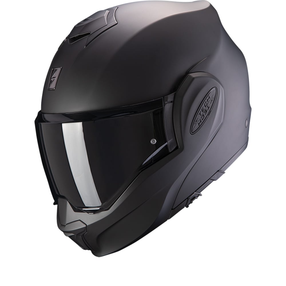 Image of Scorpion Exo-Tech Evo Solid Matt Black Modular Helmet Size L ID 3399990107200
