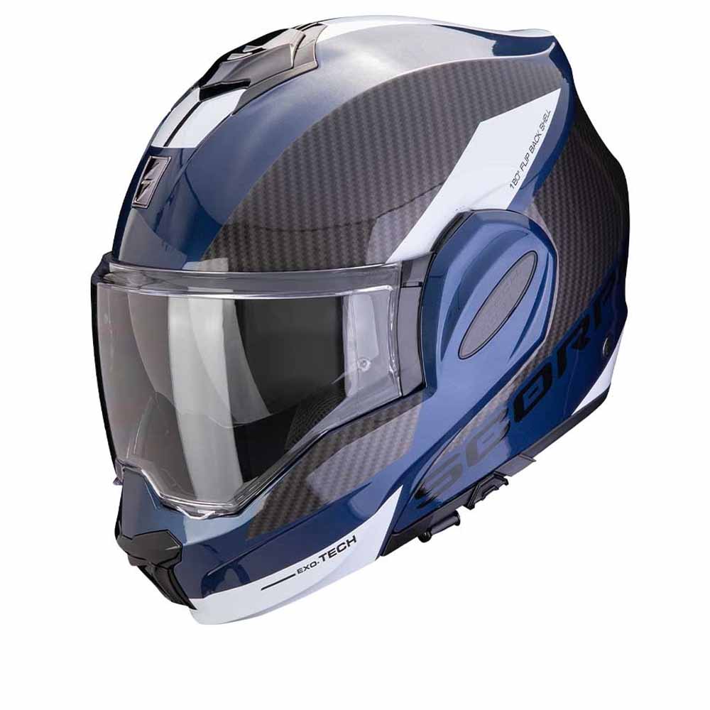 Image of Scorpion Exo-Tech Evo Team Blue Black White Modular Helmet Size 2XL ID 3701629110664