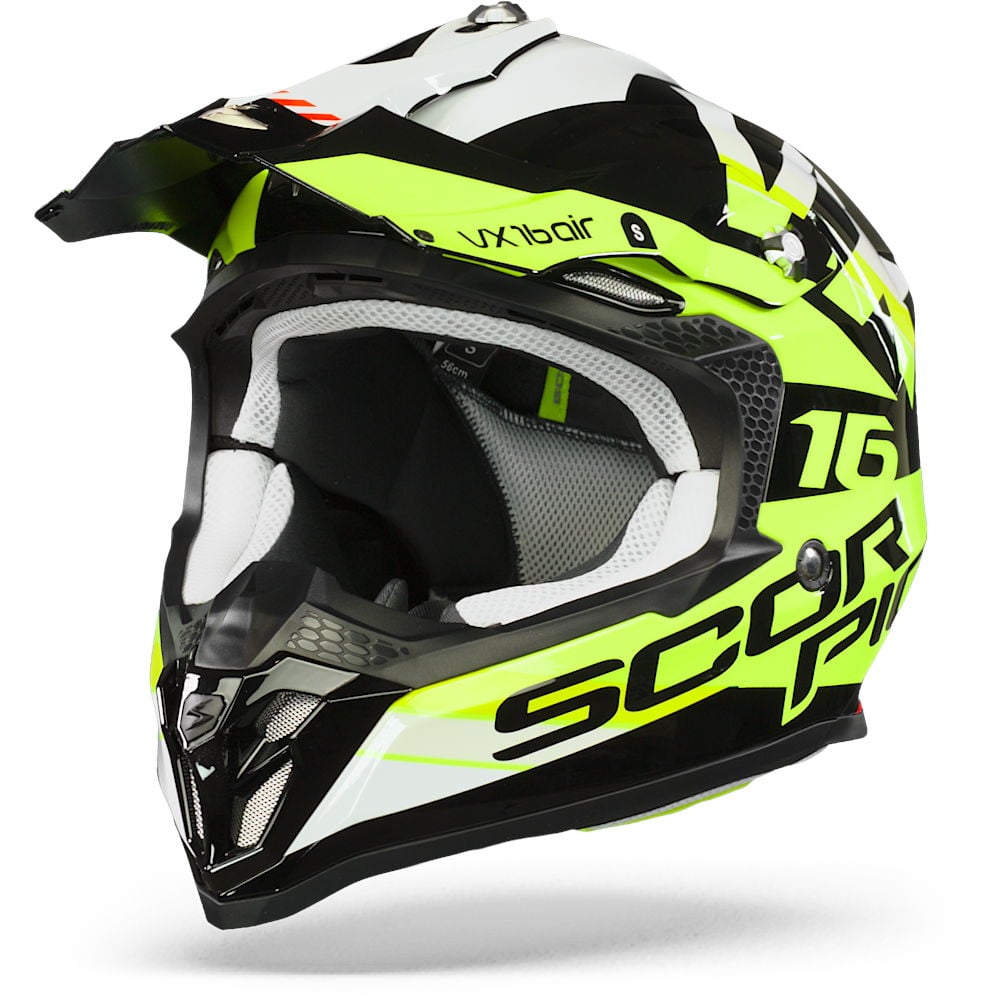 Image of Scorpion VX-16 Air X-Turn Black Neon Yellow White Offroad Helmet Talla 2XL