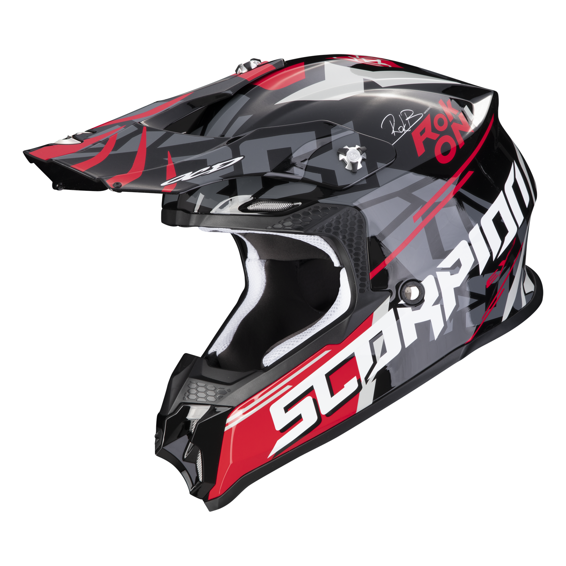 Image of Scorpion VX-16 Evo Air Rok Black-Red Casque Cross Taille L