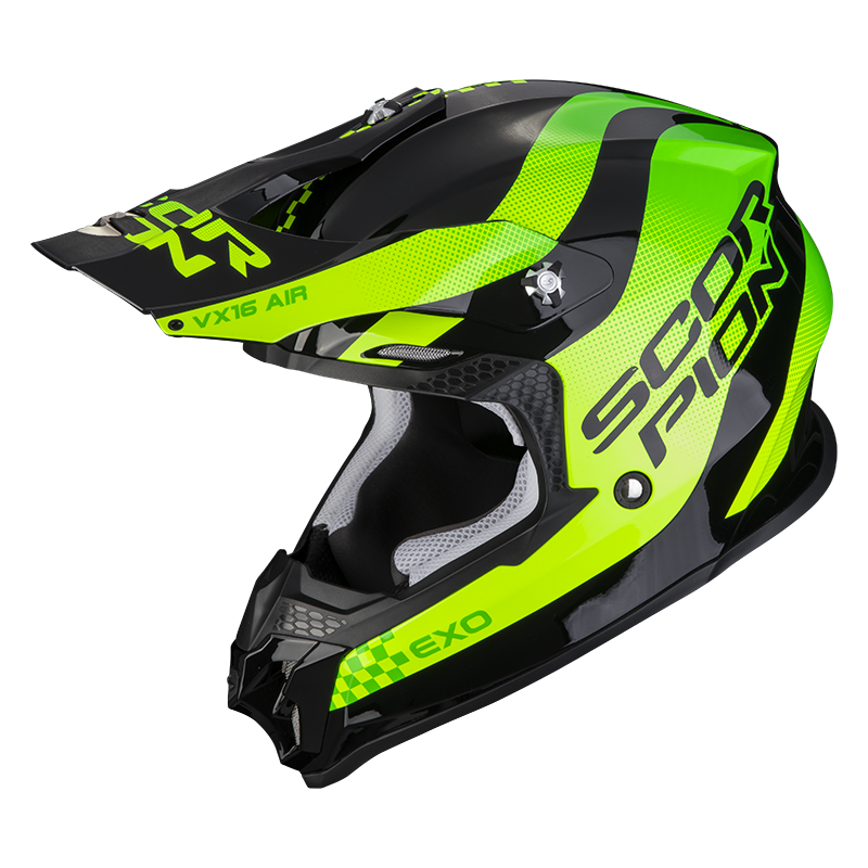 Image of Scorpion VX-16 Evo Air Soul Black-Green Offroad Helmet Size L ID 3399990104322