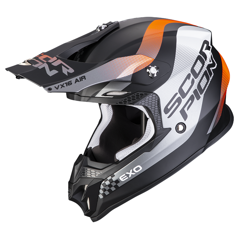 Image of Scorpion VX-16 Evo Air Soul Matt Black-Orange Offroad Helmet Talla XL