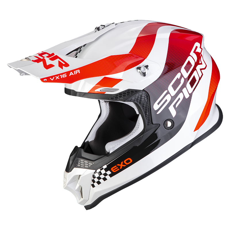 Image of Scorpion VX-16 Evo Air Soul White-Red Offroad Helmet Size L EN