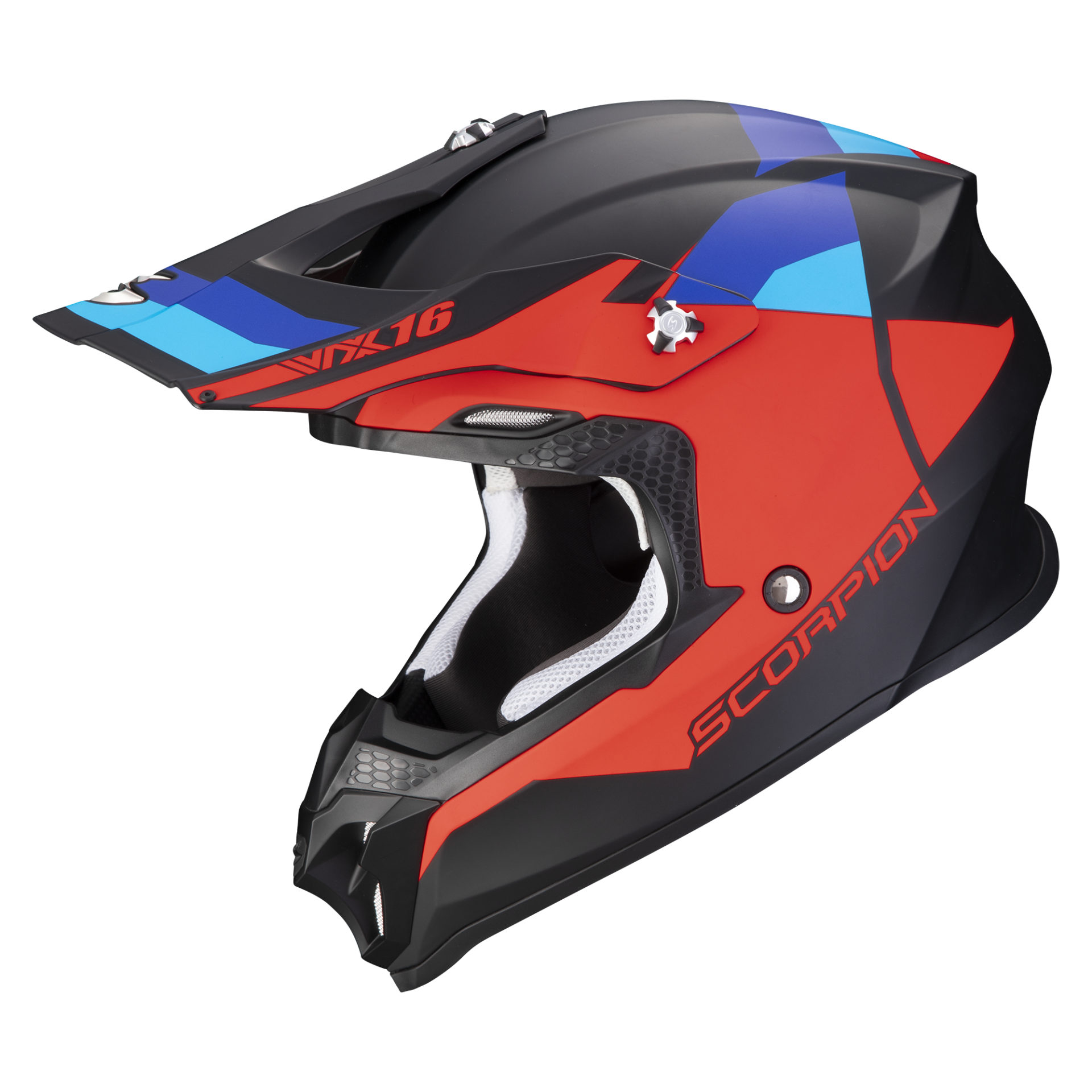 Image of Scorpion VX-16 Evo Air Spectrum Matt Black-Red-Blue Offroad Helmet Talla L