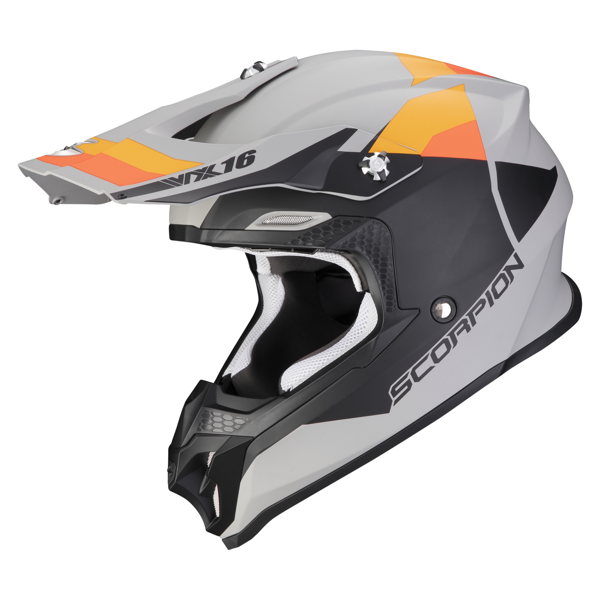 Image of Scorpion VX-16 Evo Air Spectrum Matt Grey-Orange Offroad Helmet Size 2XL ID 3399990104643