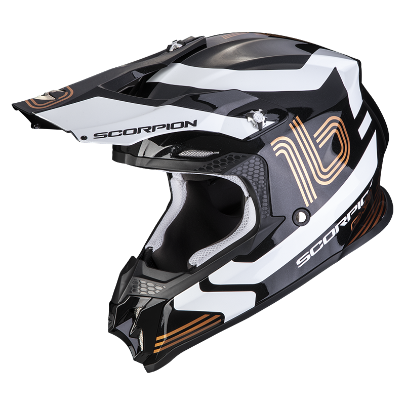 Image of Scorpion VX-16 Evo Air Tub Metal Black-Or Casque Cross Taille 2XL