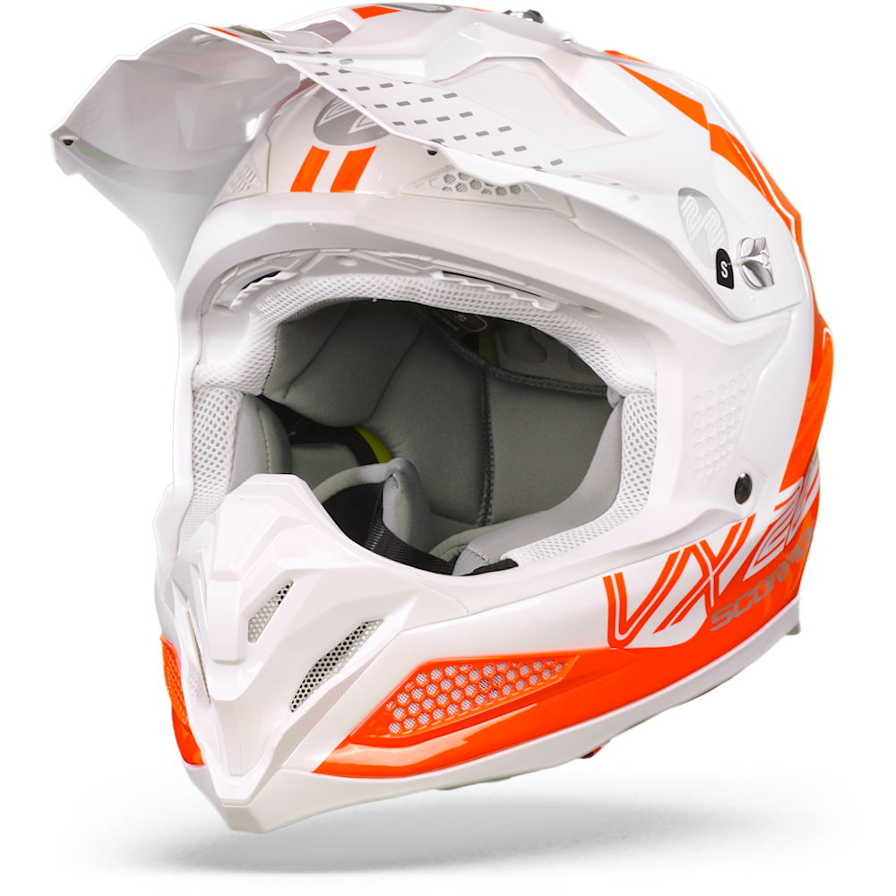 Image of Scorpion VX-22 Air Ares White-Neon Red Offroad Helmet Talla S