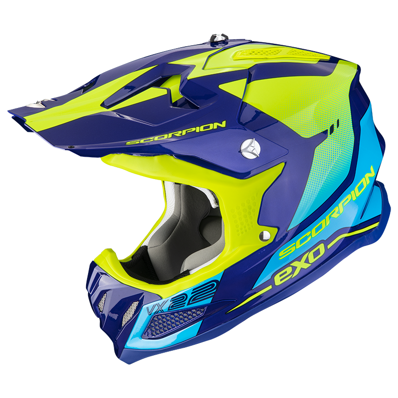 Image of Scorpion VX-22 Air Attis Blue-Neon Yellow Offroad Helmet Size XL ID 3399990096481