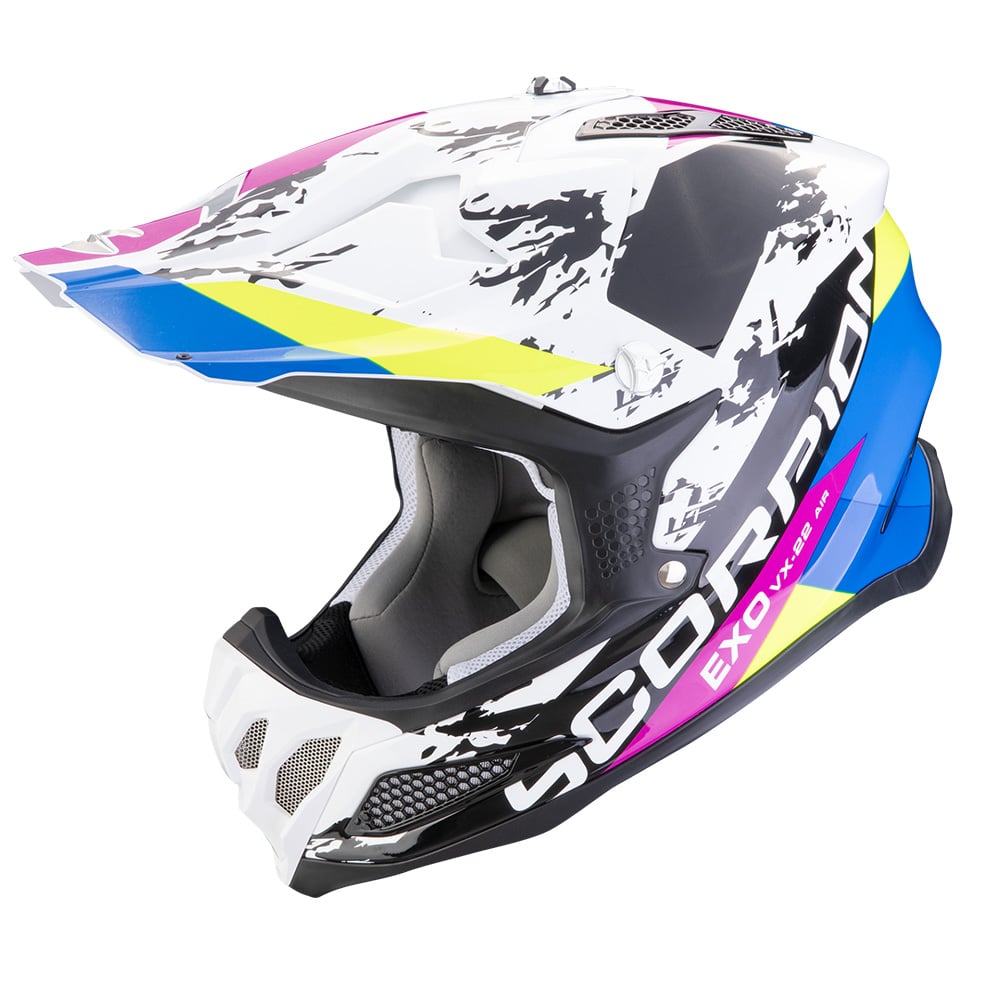 Image of Scorpion VX-22 Air CX White Black Blue Offroad Helmet Size XS ID 3701629106889