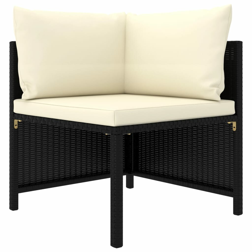 Image of Sectional Corner Sofa with Cushions Black Poly Rattan