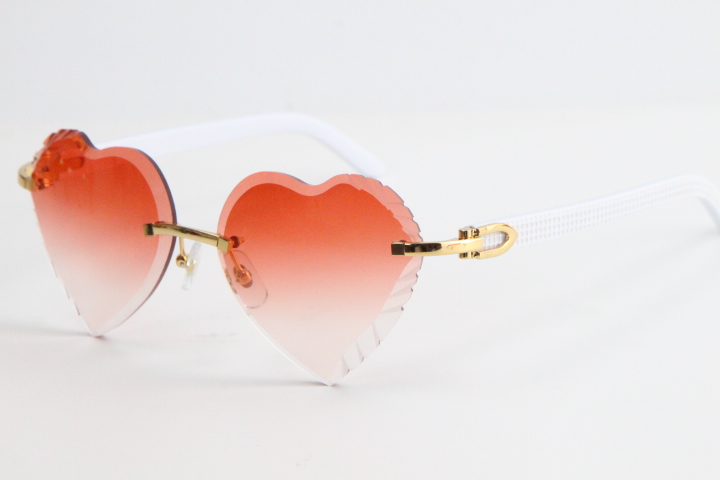 Image of Selling New Rimless Sunglasses White Plank Sunglasses 3524012 Top Rim Focus Eyewear Slim and Elongated Triangle Lenses Fanciful Unisex Fashi