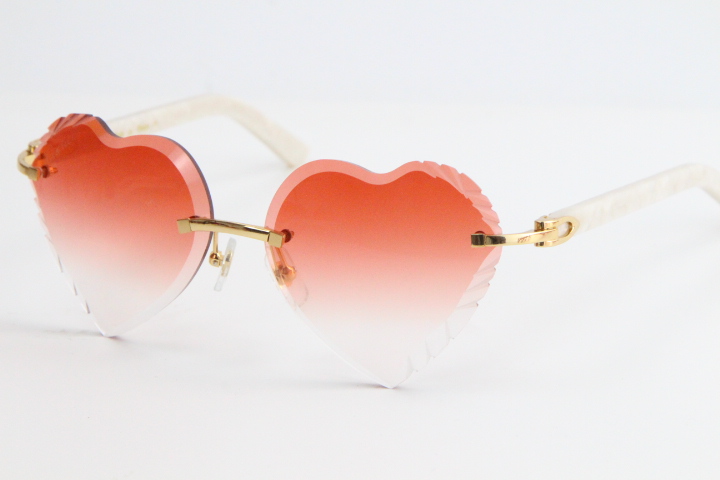 Image of Selling Rimless Marble White Plank UV400 Heart Lens Sunglasses Adumbral 3524012 Gradient Lenses Transparent Frames With Clear Sun glasses Unisex