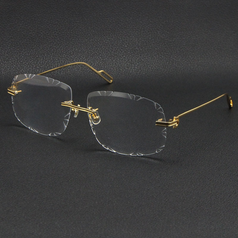 Image of Selling men women rimless gold metal Sunglasses frame Eyewear lunettes fashion classic glasses High quality eyeglasses frames male and femal