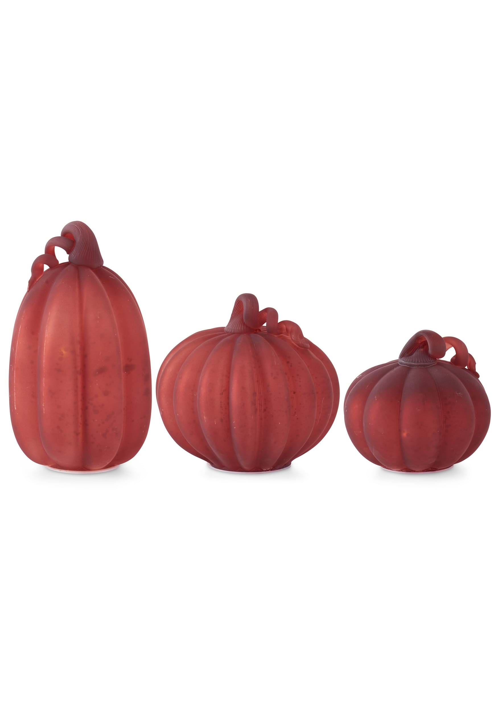 Image of Set of 3 Red Mercury Glass LED Pumpkins Prop | Pumpkin Decorations ID KK42145A-ST
