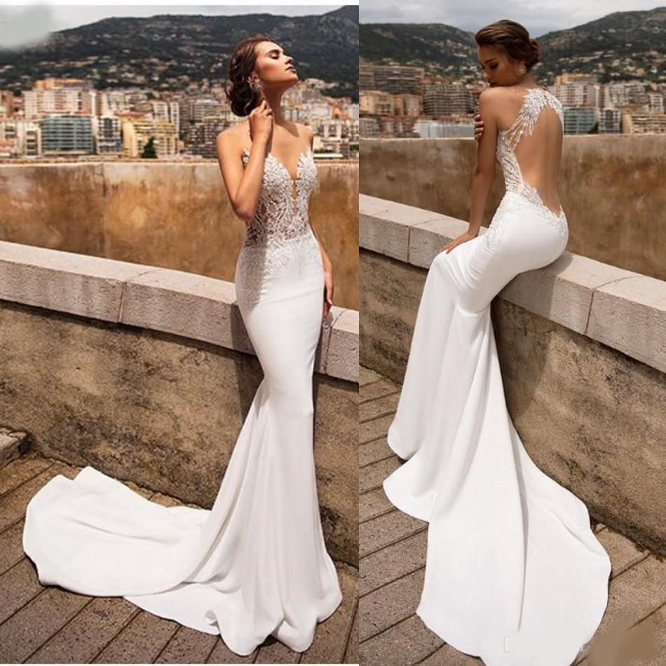 Image of Sexy gowns Beach Wedding Dresses Elegant Mermaid Bridal Lace Appliqued Vestido De Noiva Lorie Boho