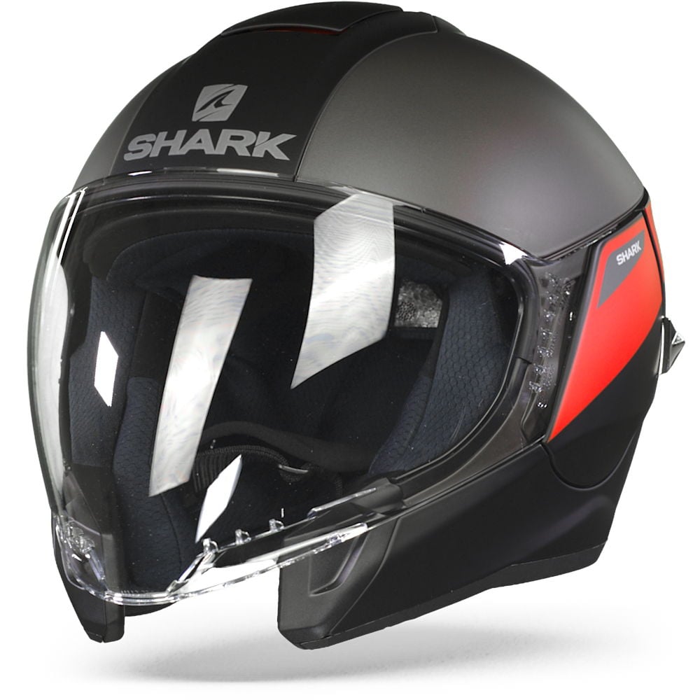 Image of Shark Citycruiser Karonn Mat Black Anthracite Red KAR Jet Helmet Size XS EN