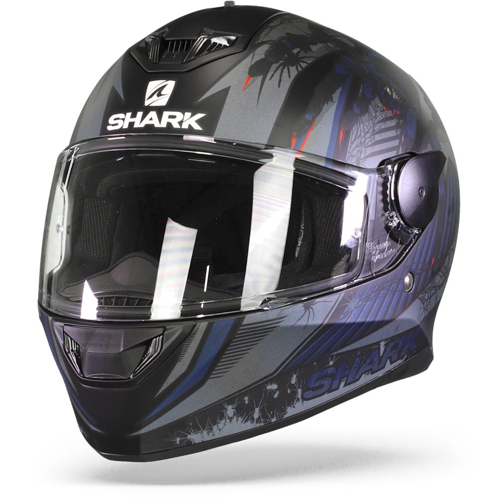 Image of Shark D-Skwal 2 Atraxx Mat Black Anthracite Blue KAB Full Face Helmet Size S EN