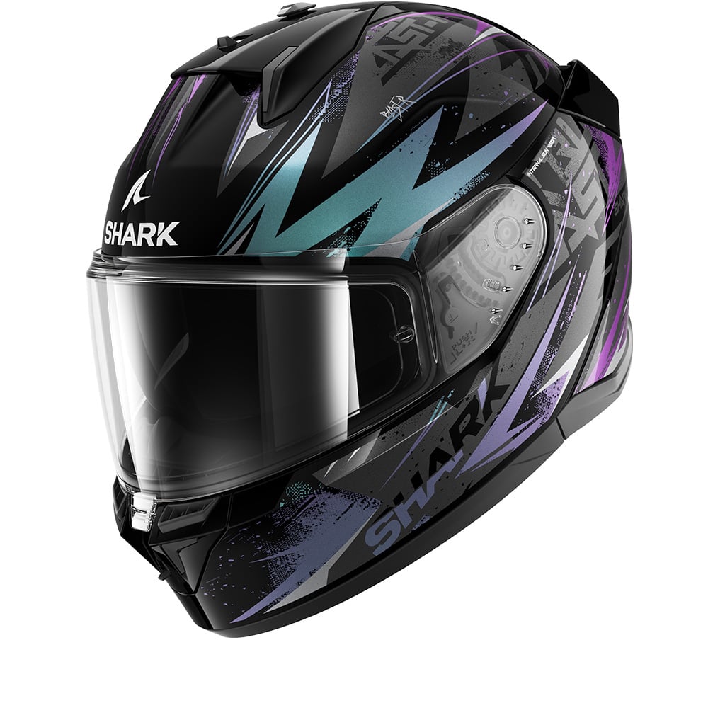 Image of Shark D-Skwal 3 Blast-R Black Blue Purple KGX Full Face Helmet Size M ID 3664836682433