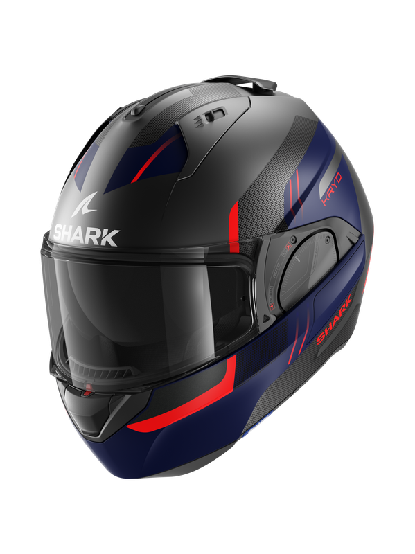 Image of Shark Evo ES Kryd Mat Anthracite Blue Red ABR Modular Helmet Size S ID 3664836639031