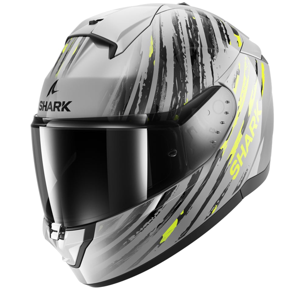 Image of Shark Ridill 2 Assya Silver Anthracite Yellow SAY Full Face Helmet Size L ID 3664836683133