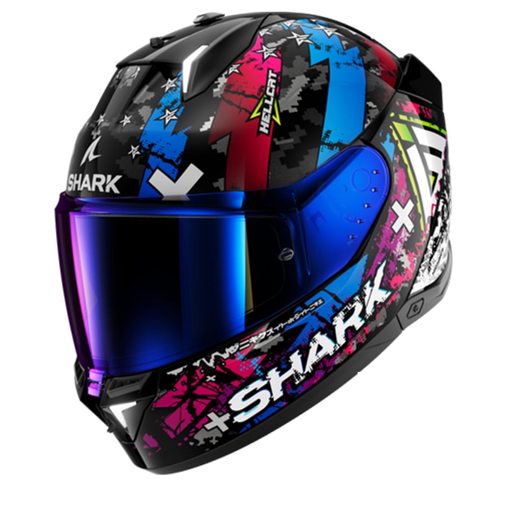 Image of Shark SKWAL i3 Hellcat Black Chrom Blue KUB Full Face Helmet Größe XL