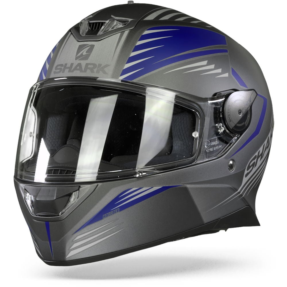 Image of Shark Skwal 22 Hallder Mat Anthracite Blue Anthracite ABA Full Face Helmet Size XL ID 3664836514635