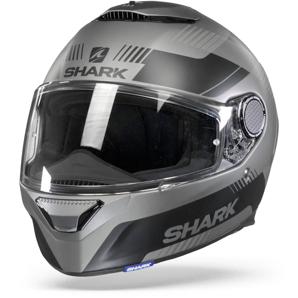 Image of Shark Spartan 12 Strad Mat Anthracite Black Silver Full Face Helmet Size 2XL EN