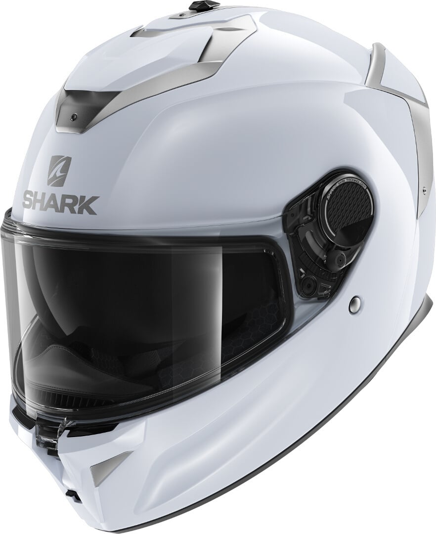Image of Shark Spartan GT Blank Bcl Micr White Silver Glossy W01 Full Face Helmet Talla L