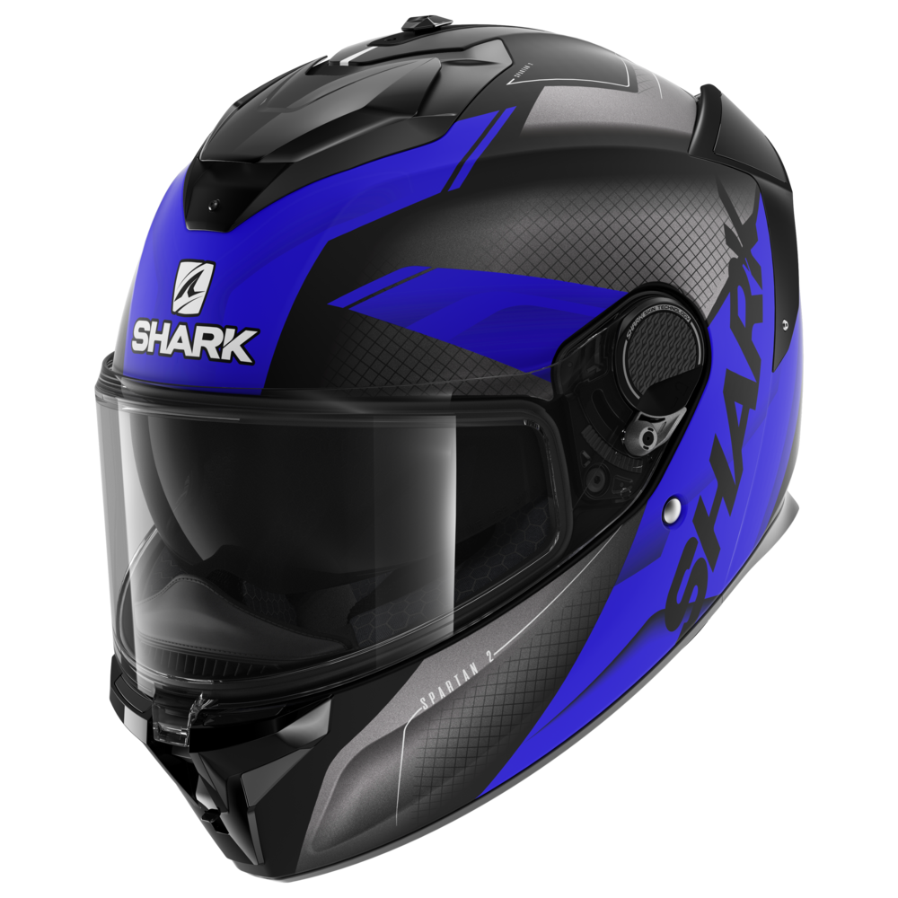 Image of Shark Spartan GT Blank Mat Bcl Micr Black Anthracite Blue Kab Full Face Helmet Talla 2XL