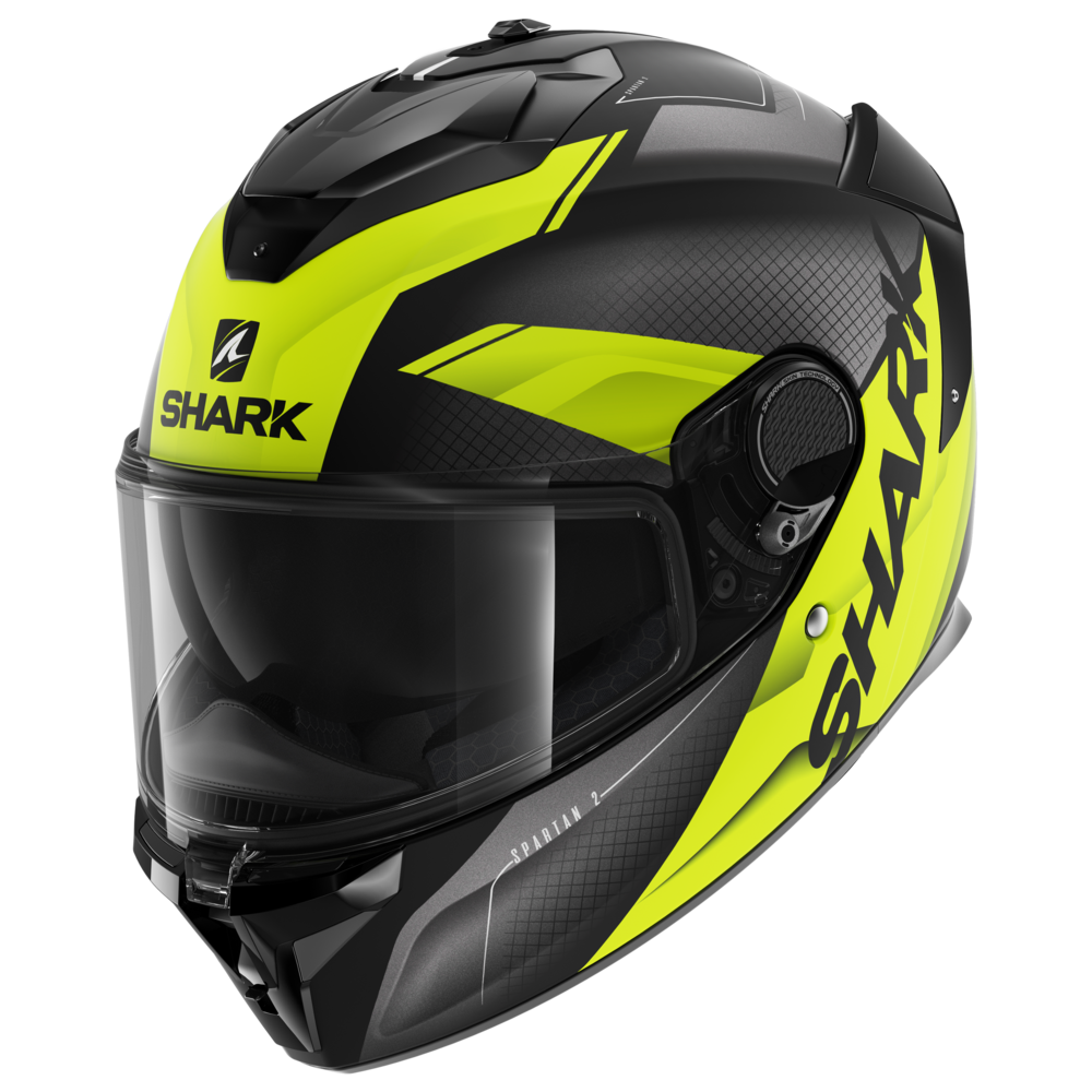 Image of Shark Spartan GT Blank Mat Bcl Micr Black Anthracite Yellow Kay Full Face Helmet Size XS EN